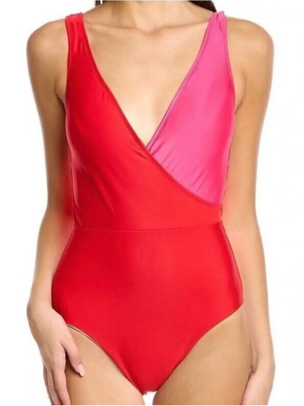 Hermoza Red & Pink Colorblock One-Piece new without tag